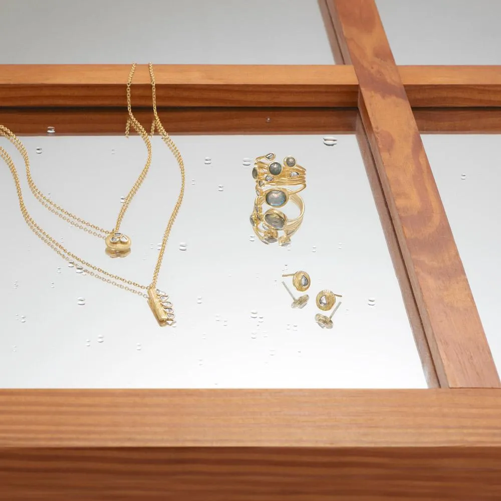 Gold Plated Polki Diamond Post Earrings