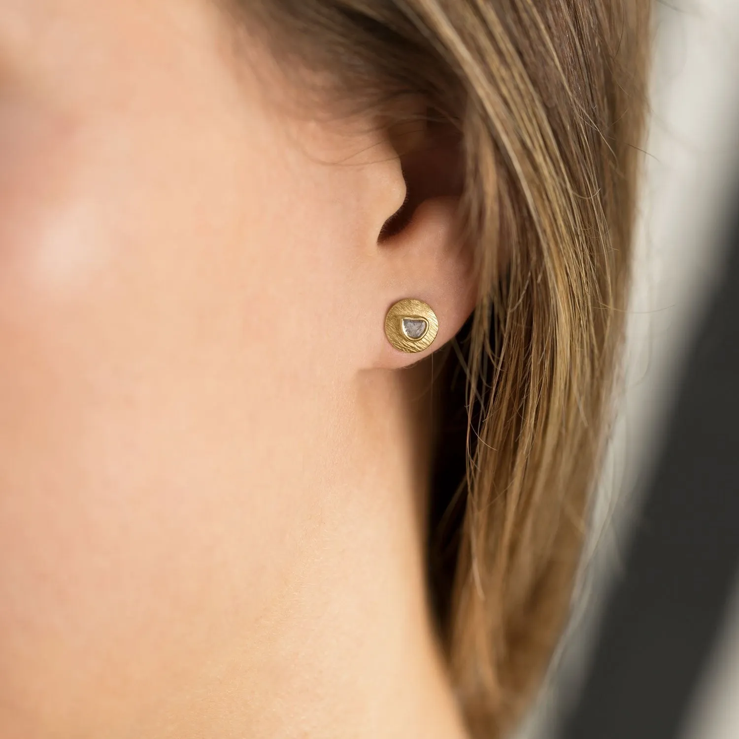 Gold Plated Polki Diamond Post Earrings