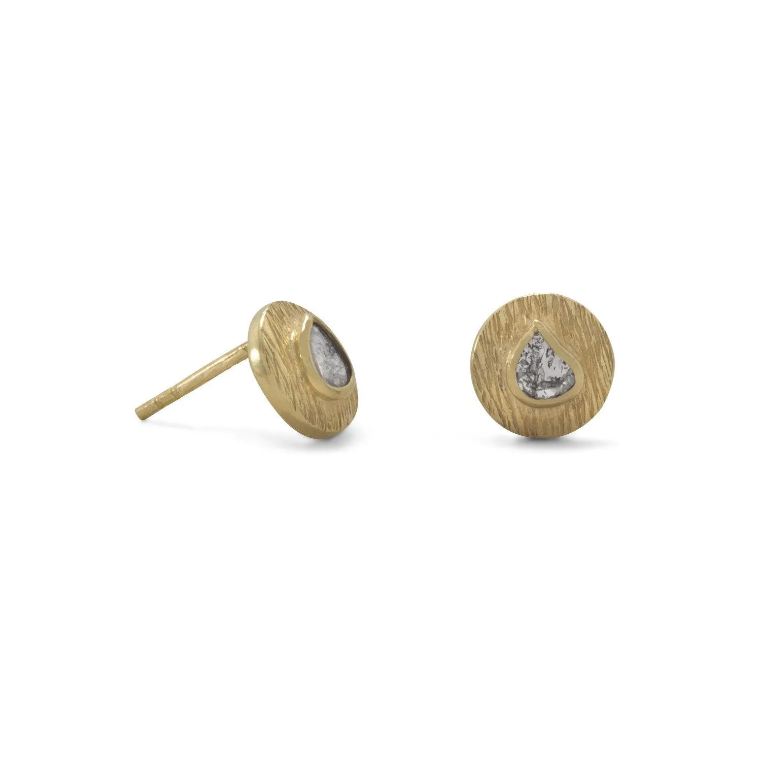 Gold Plated Polki Diamond Post Earrings