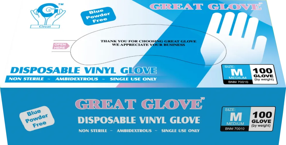 Great Glove - Blue Vinyl General Purpose Powder-Free Disposable Gloves - Case