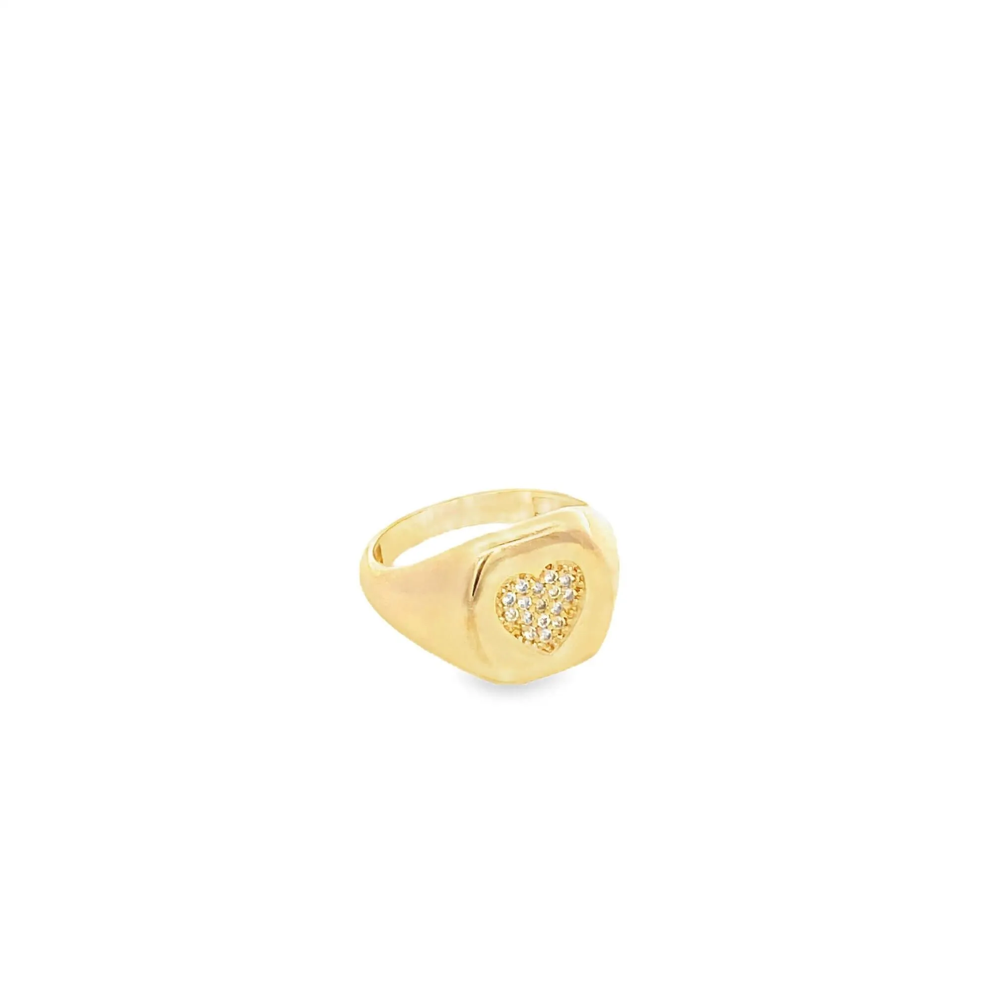 Heart CZ Pave Signet Ring