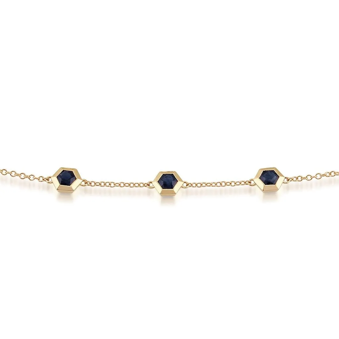 Hexagon Saphir Armband in 9ct Gelbgold