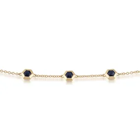 Hexagon Saphir Armband in 9ct Gelbgold