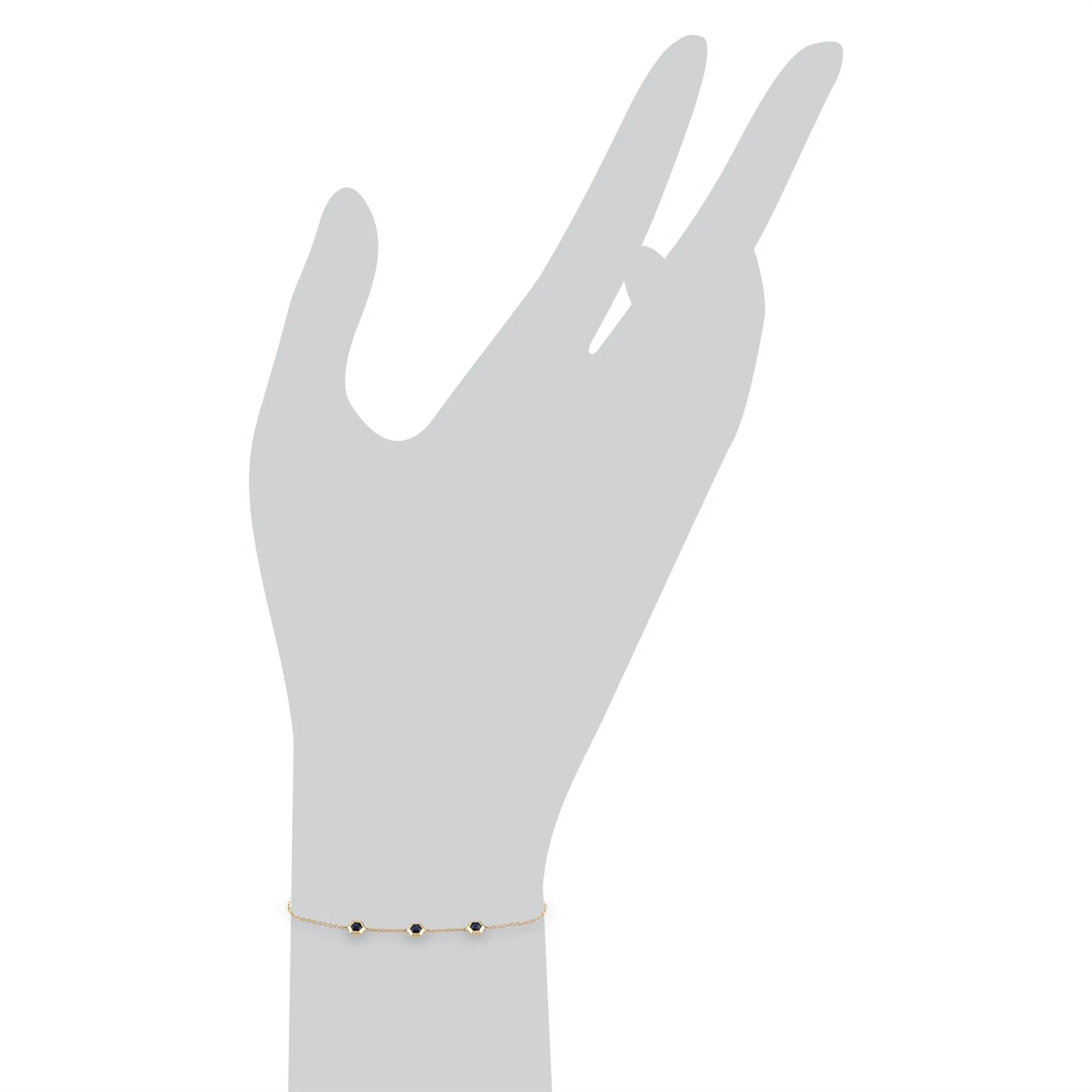 Hexagon Saphir Armband in 9ct Gelbgold