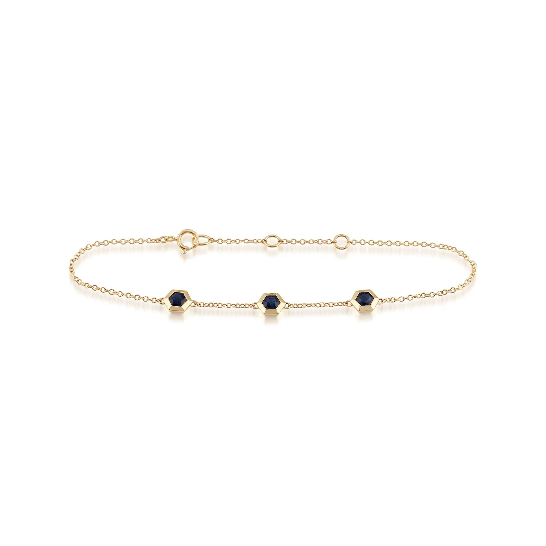 Hexagon Saphir Armband in 9ct Gelbgold