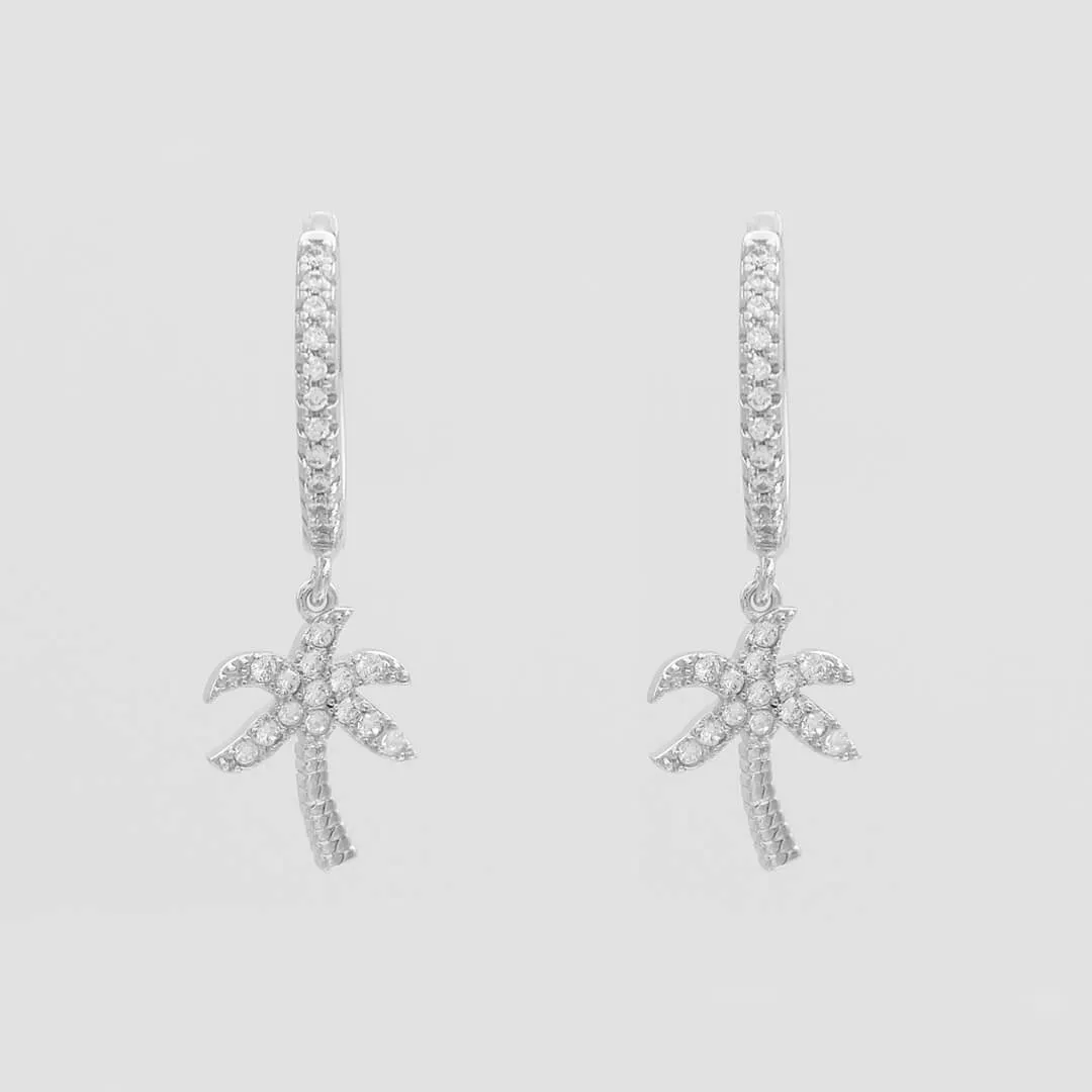 ICY Palm Tree Huggie Earrings