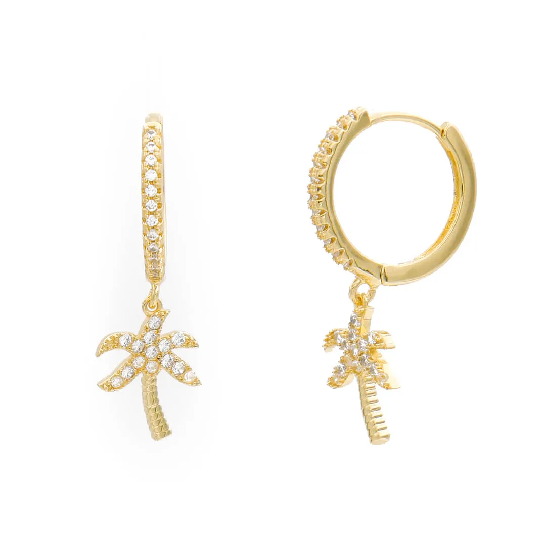ICY Palm Tree Huggie Earrings