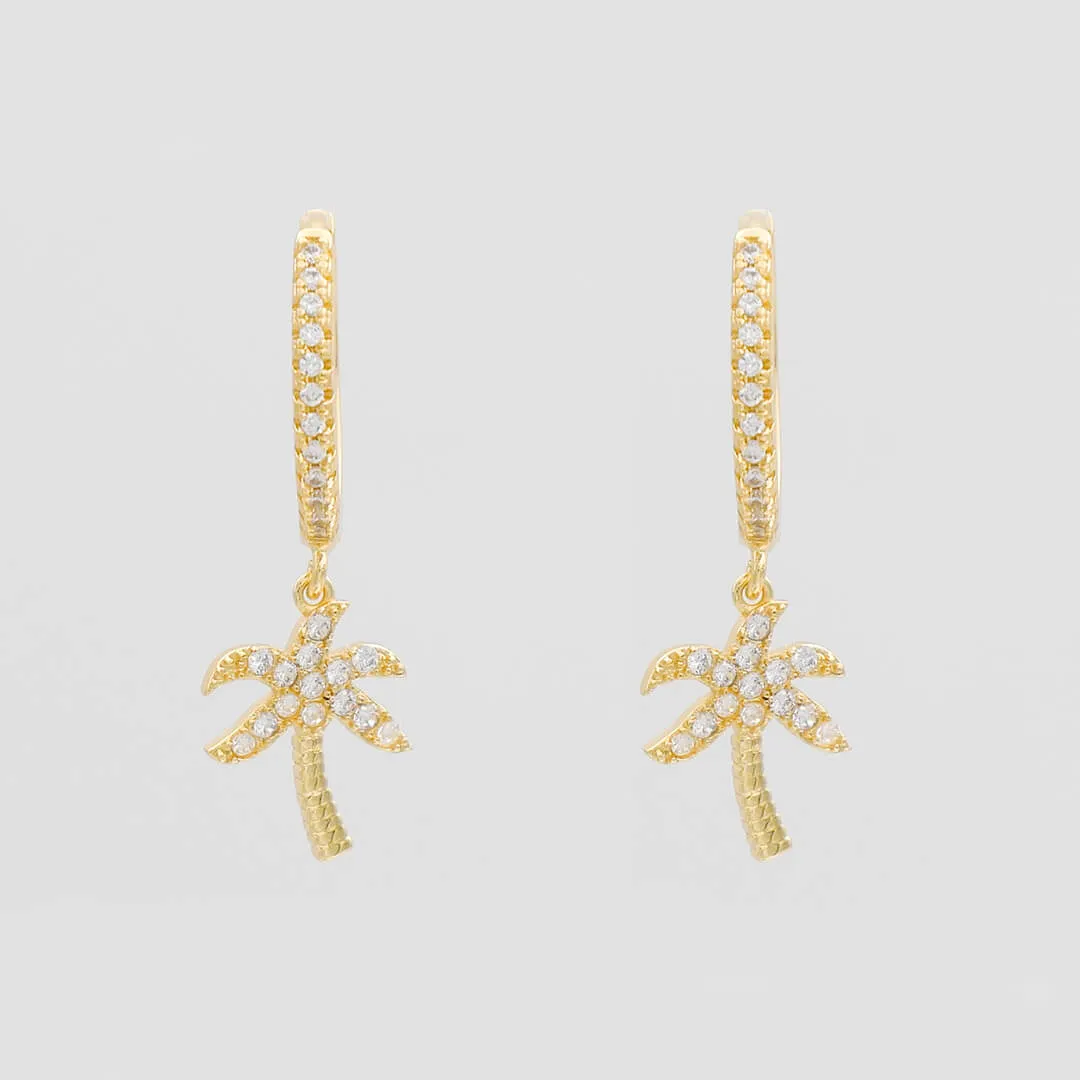 ICY Palm Tree Huggie Earrings