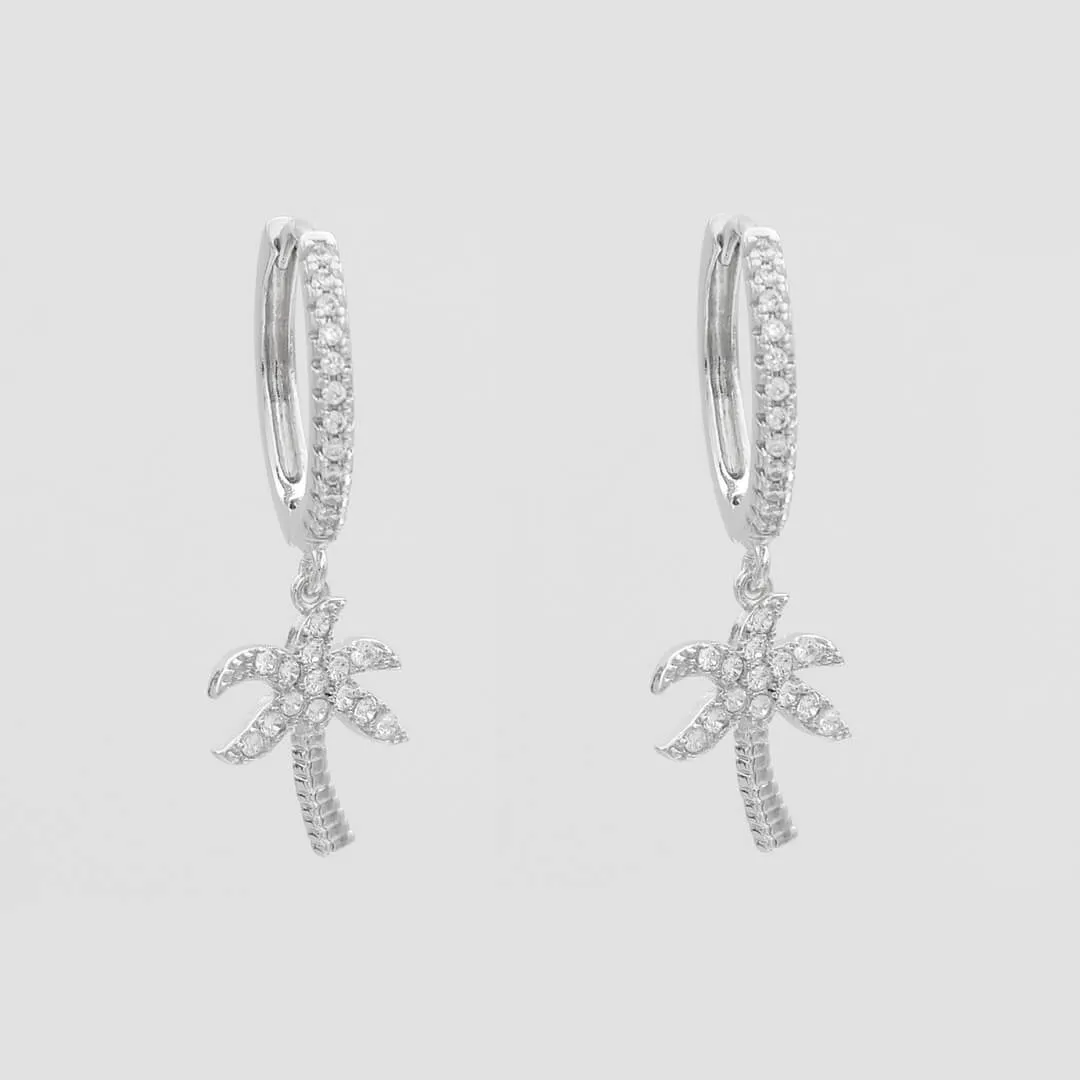 ICY Palm Tree Huggie Earrings