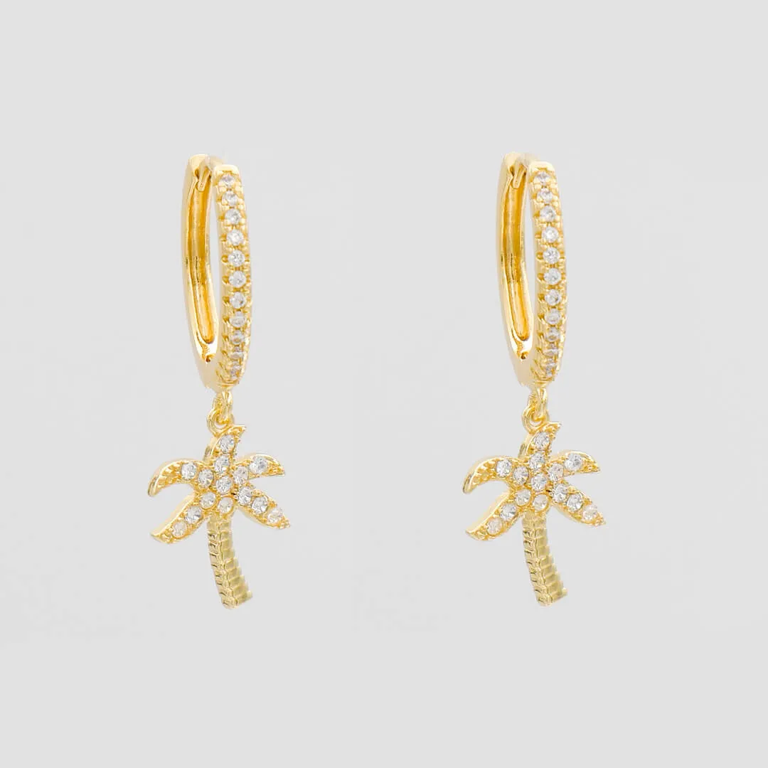 ICY Palm Tree Huggie Earrings