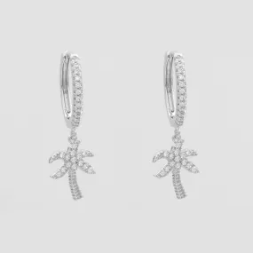 ICY Palm Tree Huggie Earrings