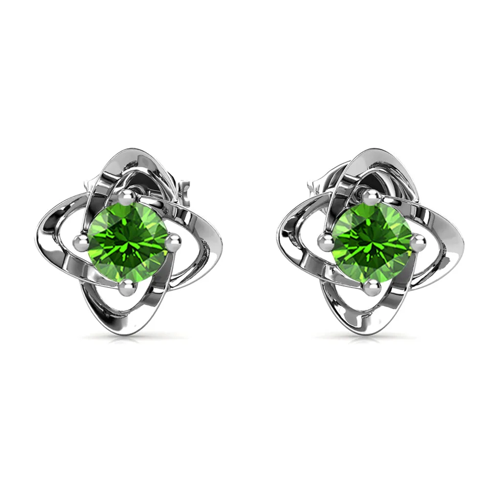 Infinity August Birthstone Peridot Earrings 18k White Gold Plated Silver Birthstone Earrings with Swarovski Crystal