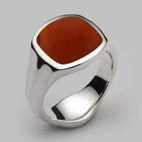 Inlaid Signet in Silver with Cornelian, Size K1/2