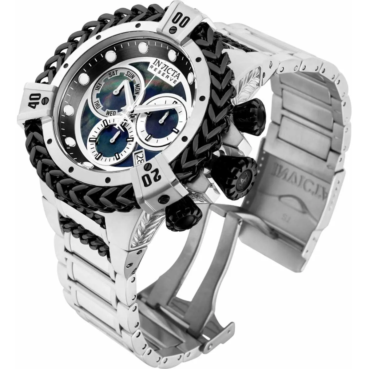 Invicta Men's Chronograph Watch - Reserve Hercules Black and Silver Bracelet | 33709