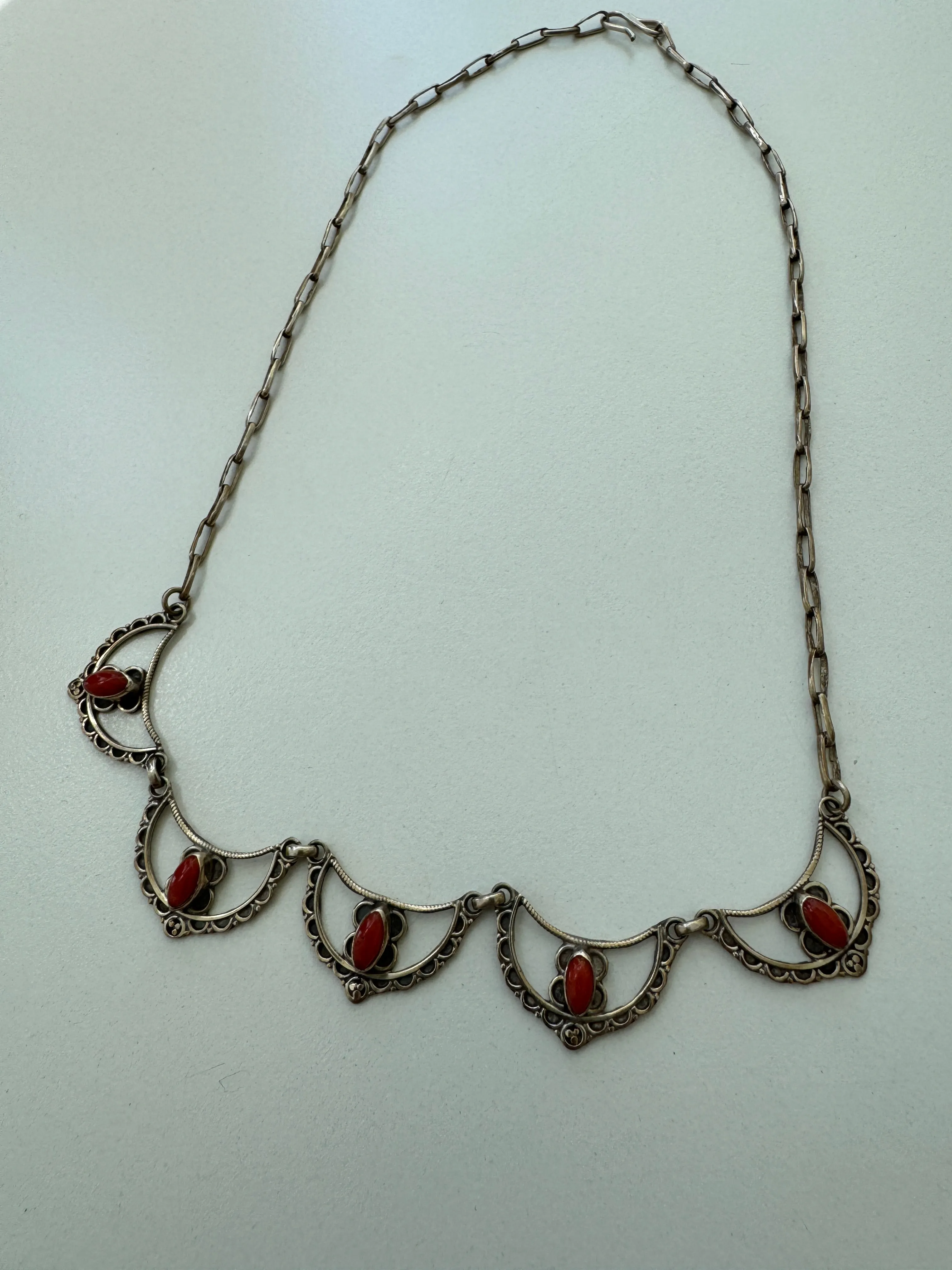 Italian coral hook necklace