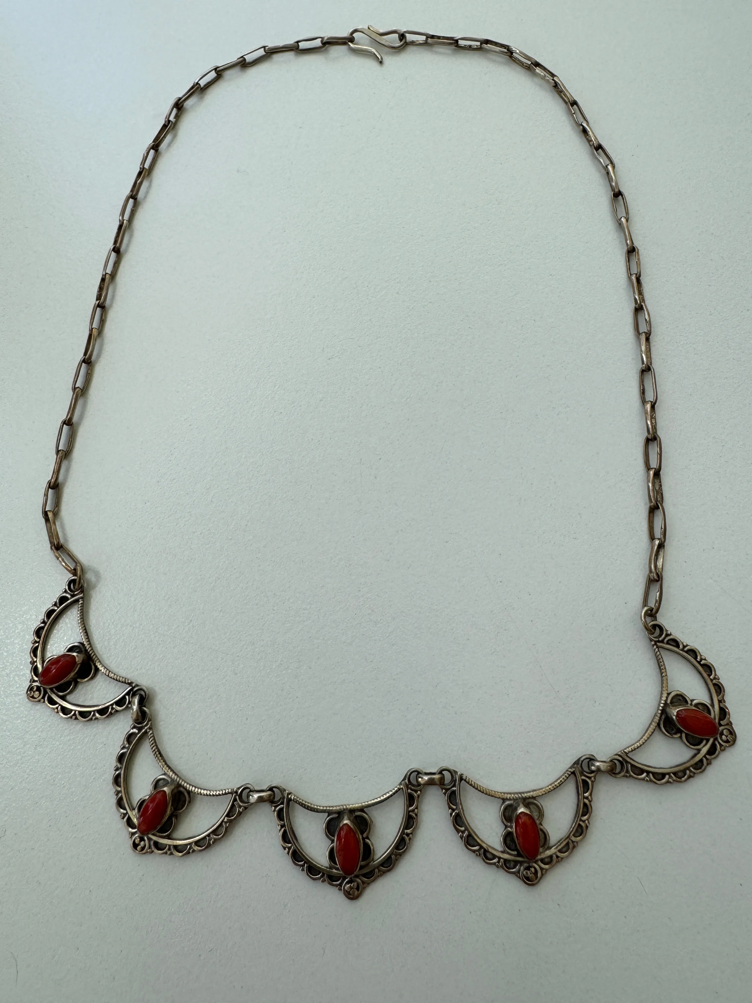 Italian coral hook necklace