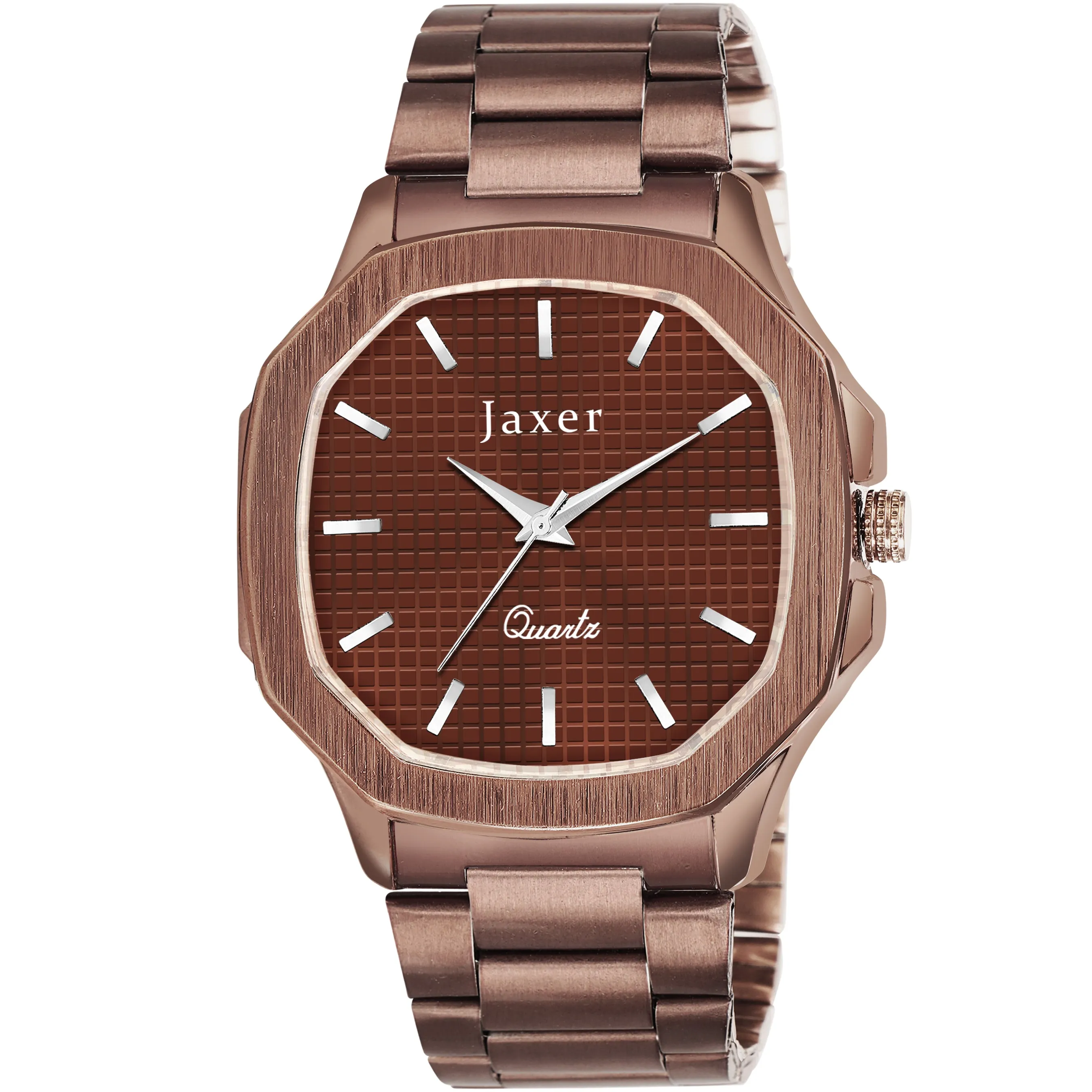 Jaxer Brown Dial Steel Chain Analog Wrist Watch for Men - JXRM2189
