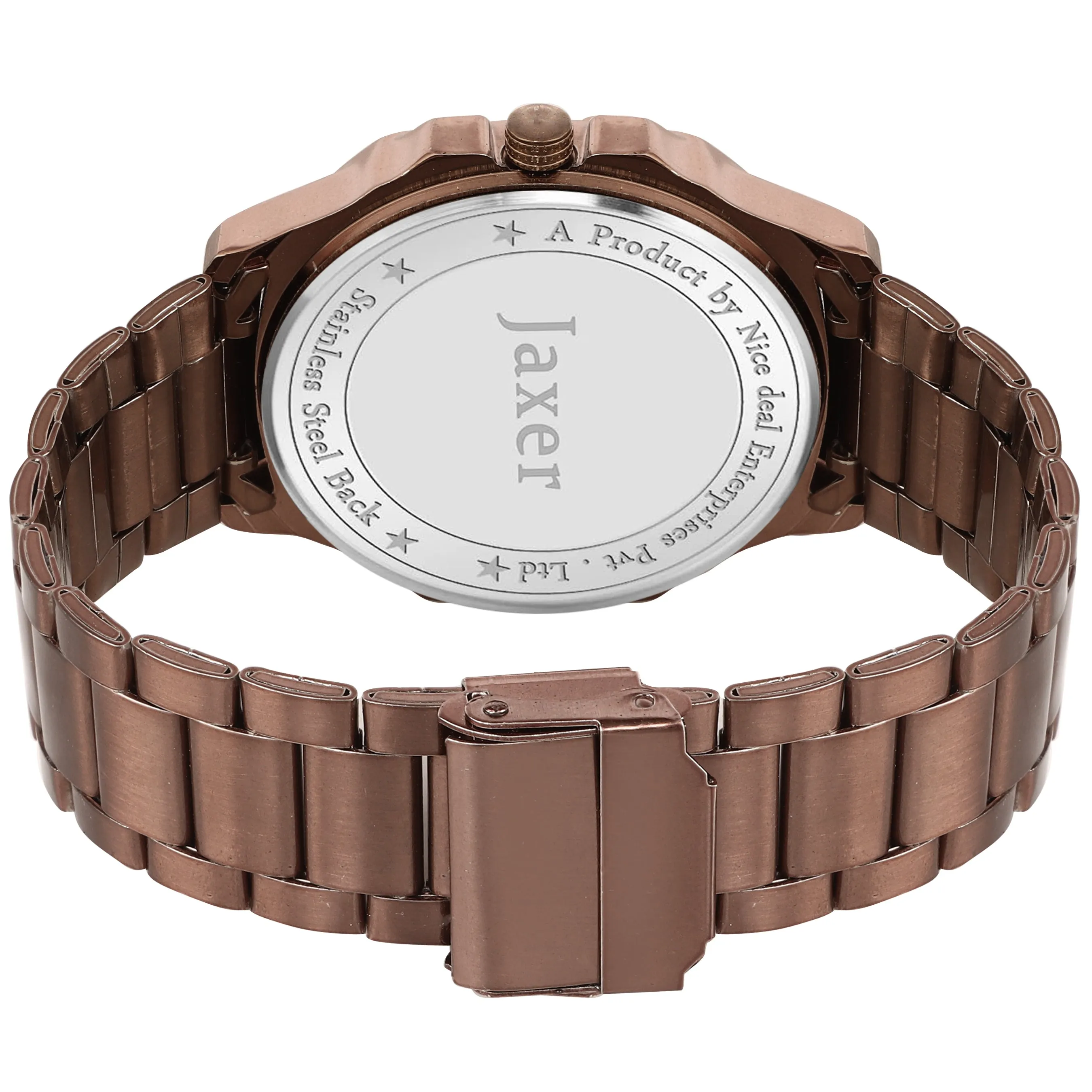 Jaxer Brown Dial Steel Chain Analog Wrist Watch for Men - JXRM2189