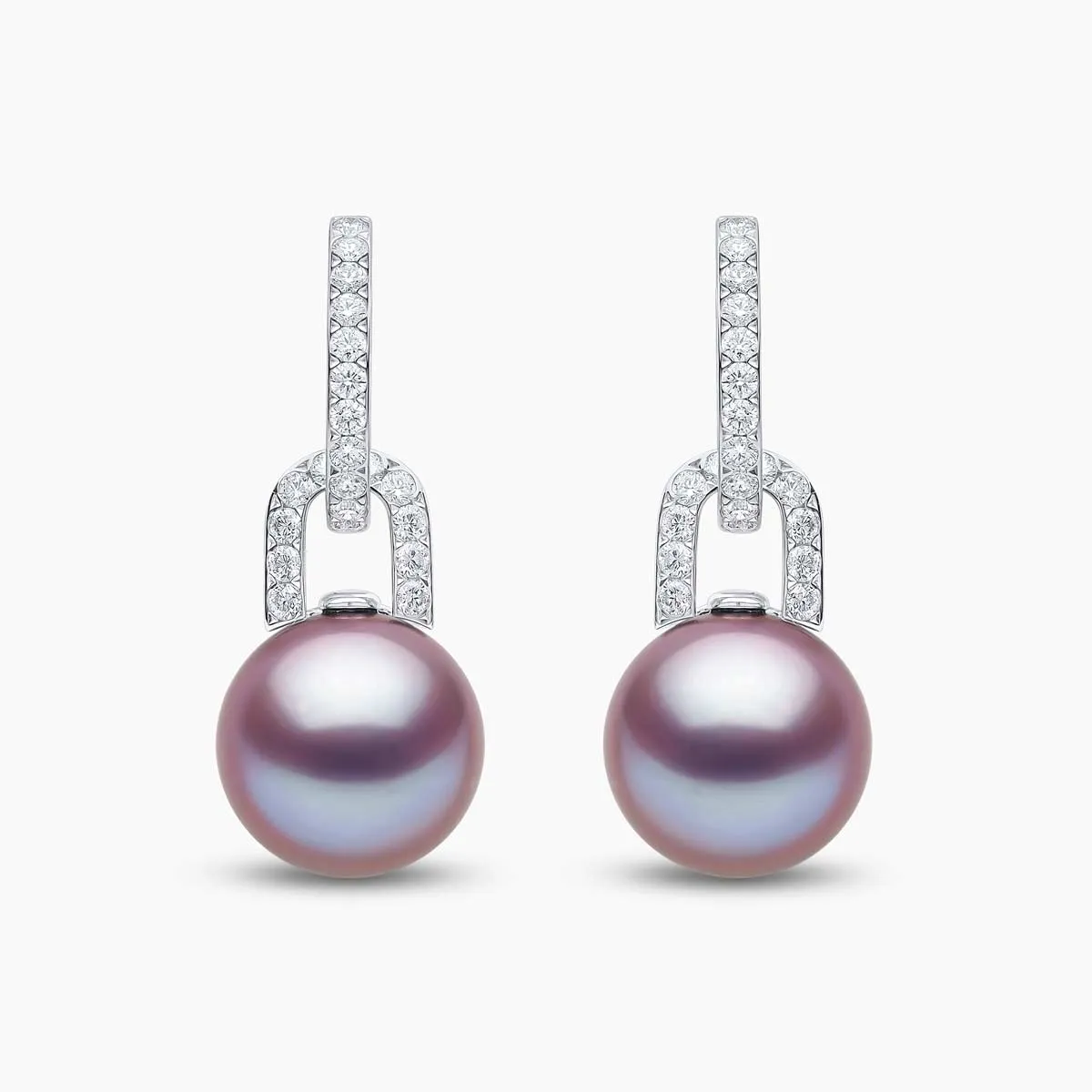 Jazz 18K Gold Pearl and Diamond Link Earrings