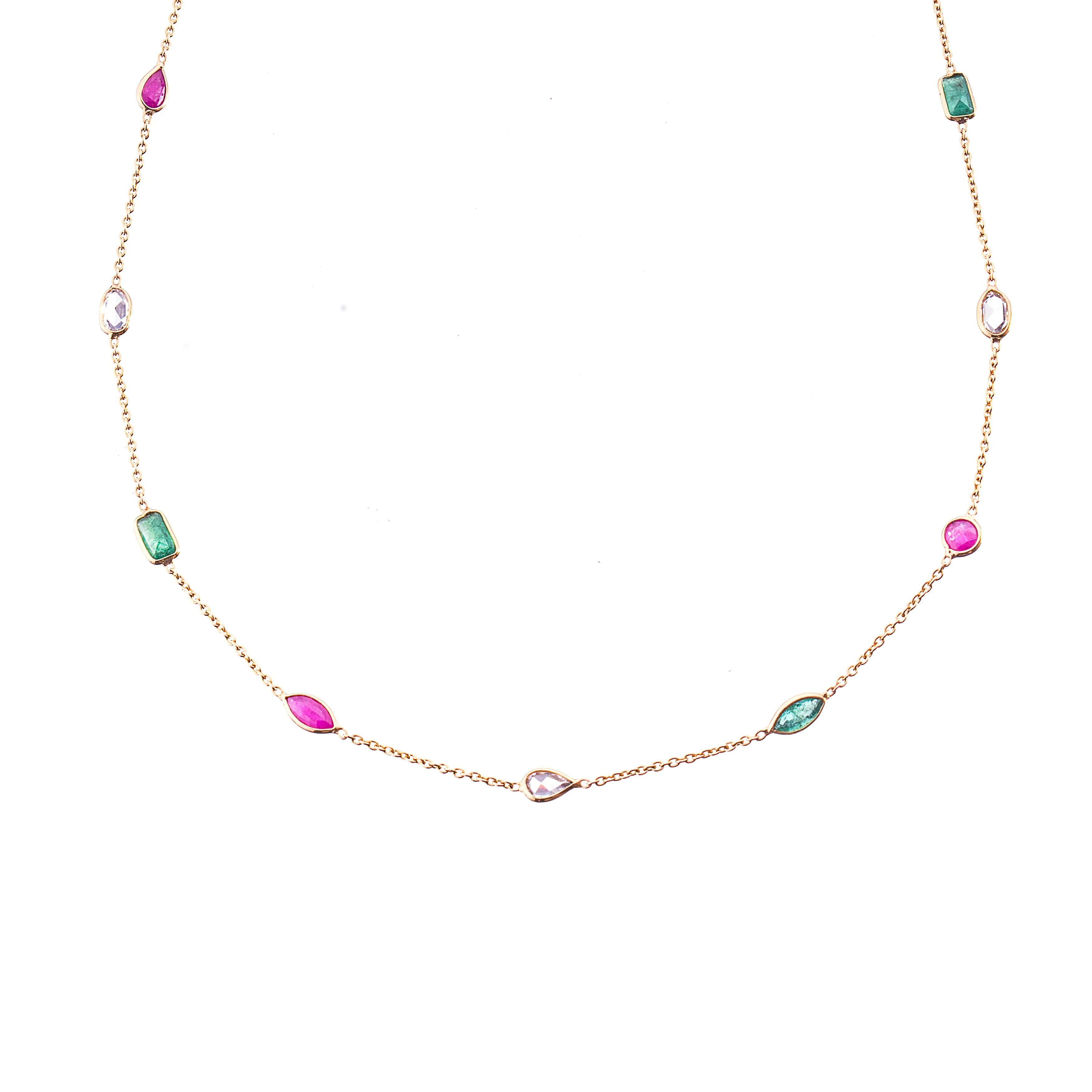 Joy Multi Gemstone Necklace,18K Gold