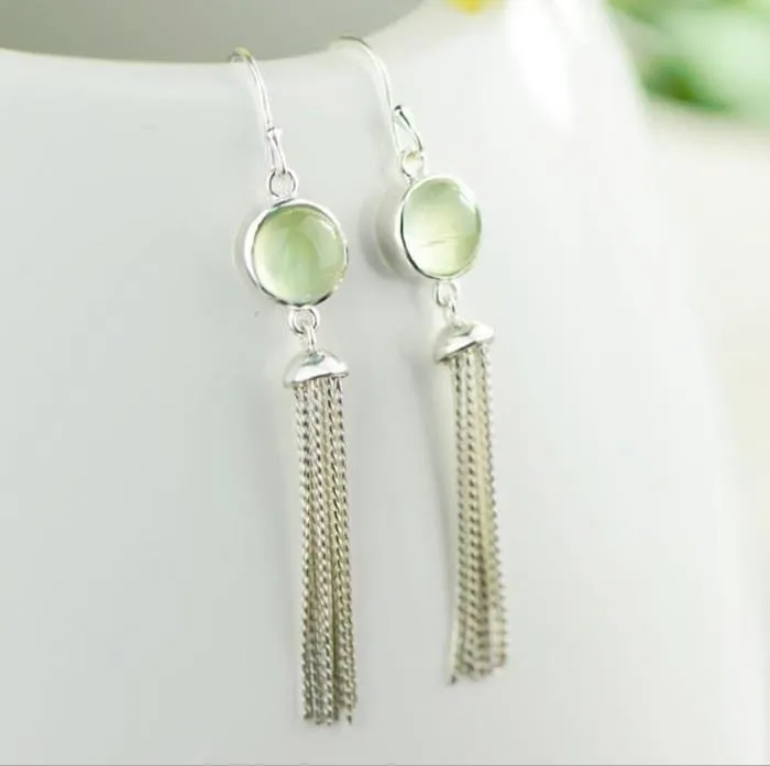 Judy Sterling Silver Precious Stone Tassel Earrings
