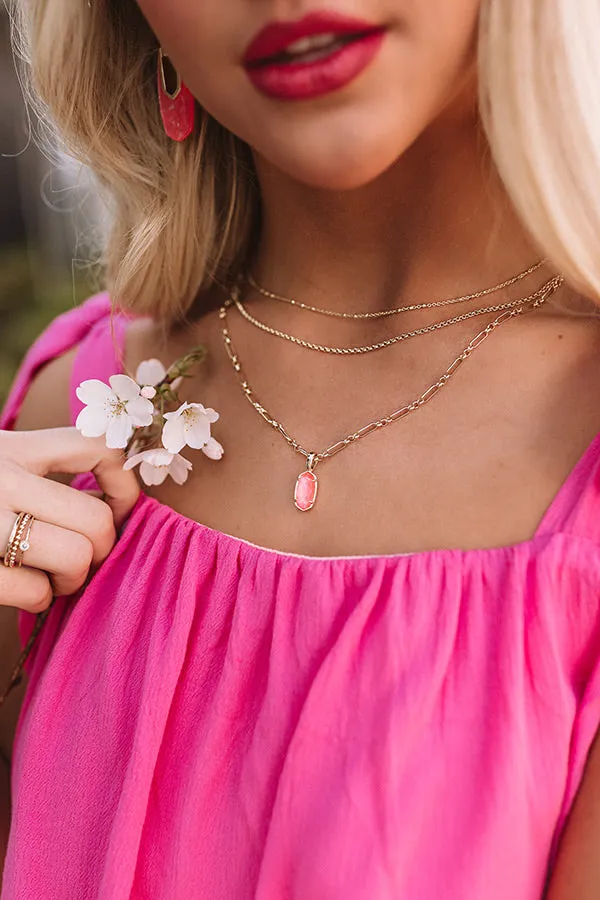 Kendra Scott Elisa Gold Triple Strand Necklace in Iridescent Coral Illusion