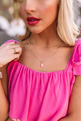 Kendra Scott Elisa Gold Triple Strand Necklace in Iridescent Coral Illusion