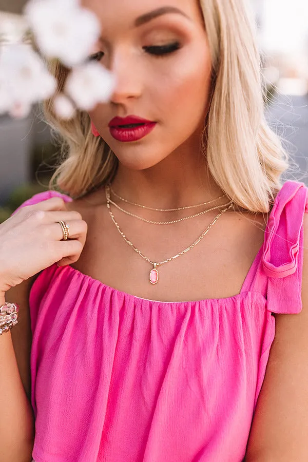 Kendra Scott Elisa Gold Triple Strand Necklace in Iridescent Coral Illusion