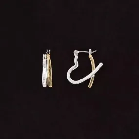 Ladies Two Tone Heart Earrings