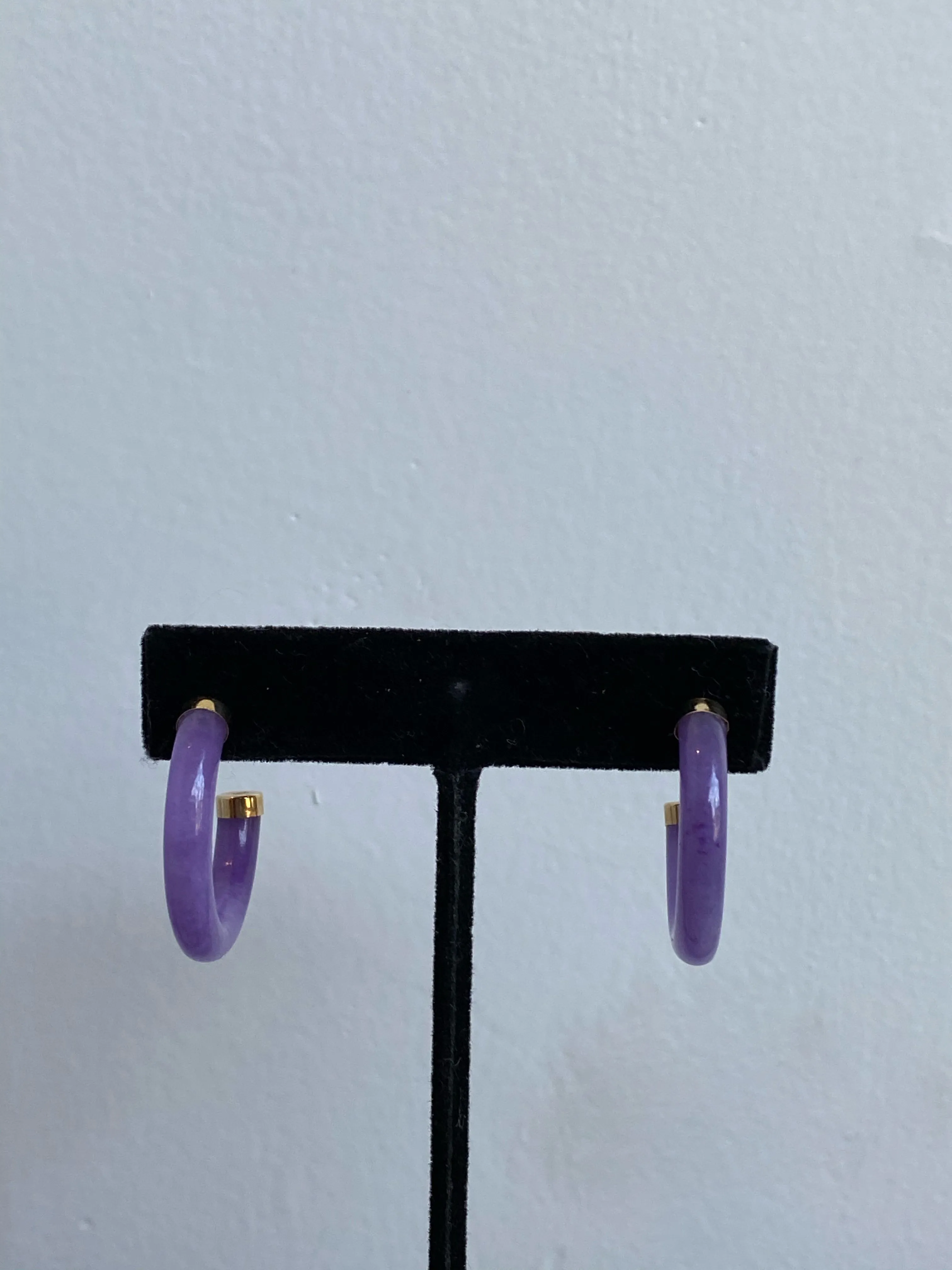 LAVENDER 14K HOOPS WITH BOX