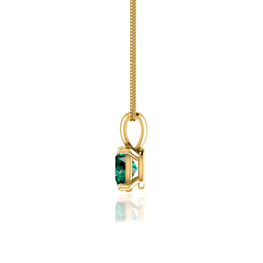LILA - Oval Emerald 4 Claw Drop Pendant 18k Yellow Gold