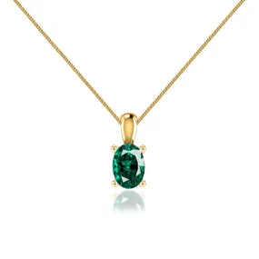 LILA - Oval Emerald 4 Claw Drop Pendant 18k Yellow Gold