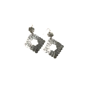 M&F Women's Silver Strike Silver Floral Diamond Earrings