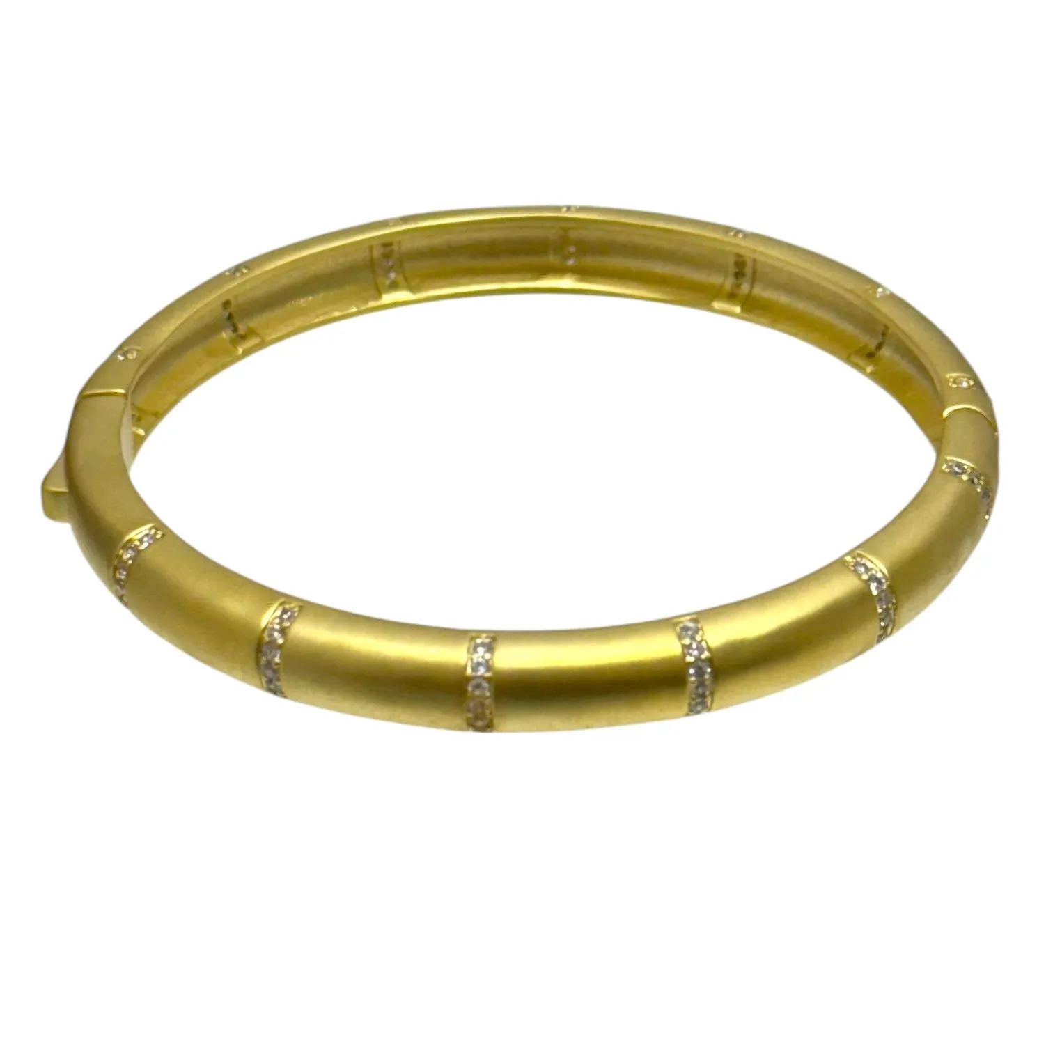 Matte Gold Bangle Bracelet With CZ