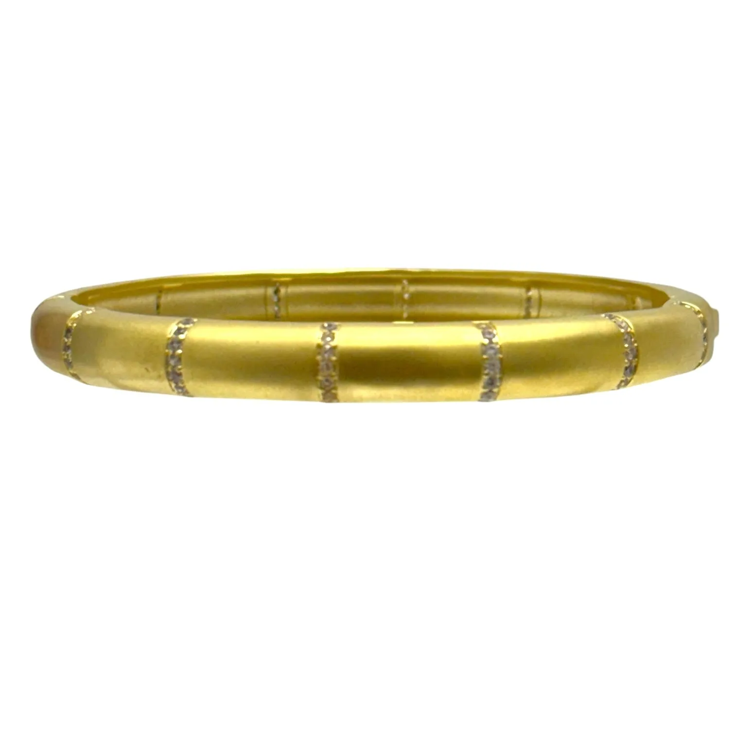 Matte Gold Bangle Bracelet With CZ