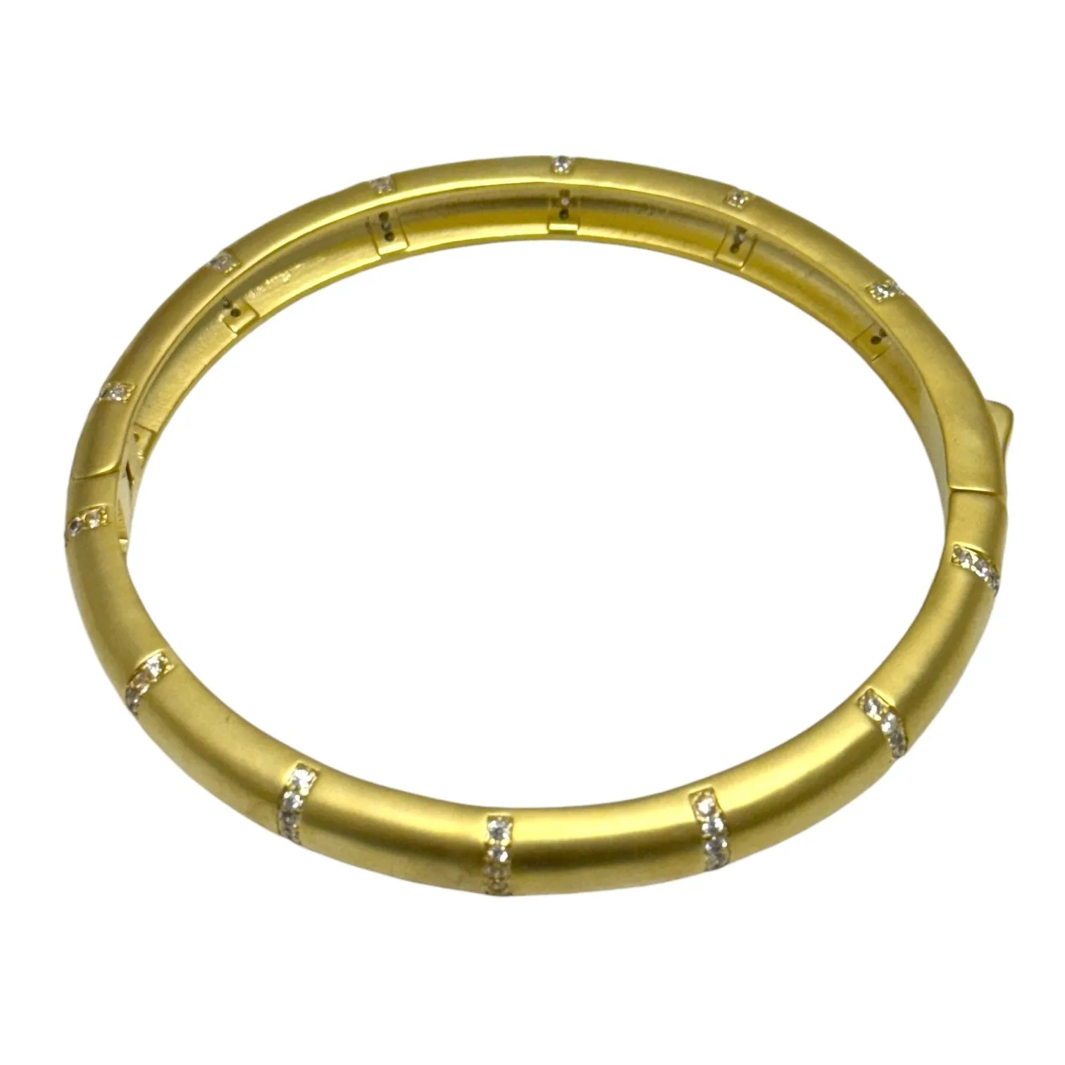 Matte Gold Bangle Bracelet With CZ