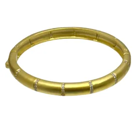 Matte Gold Bangle Bracelet With CZ
