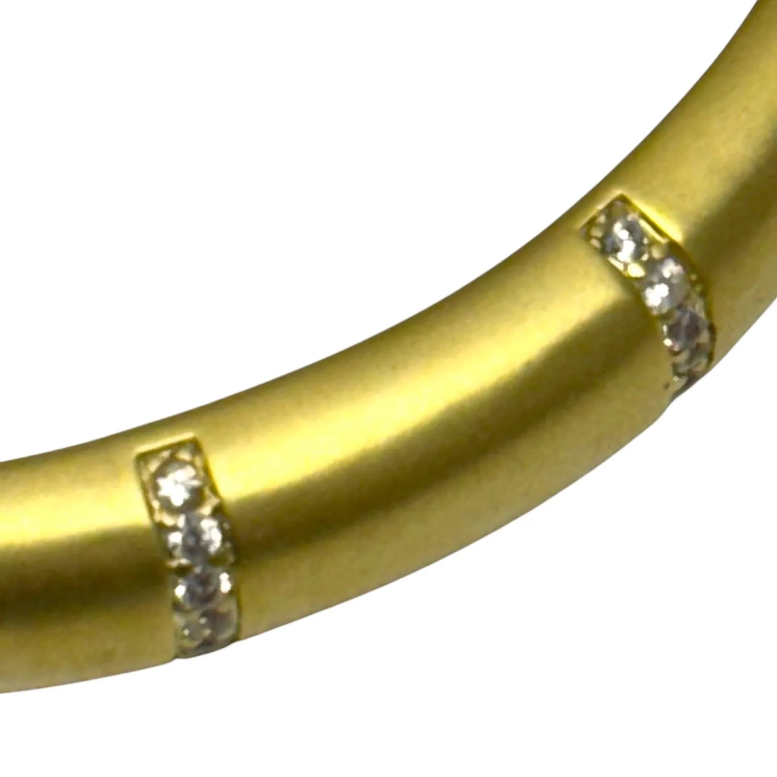 Matte Gold Bangle Bracelet With CZ