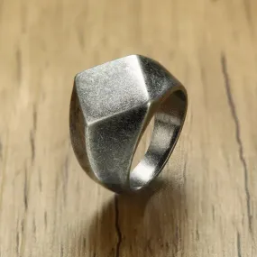 Men's Flat-Top Signet Ring for Men Jewelry, Stainless Steel Vintage Oxidation Gray Male Jewellery Jewels