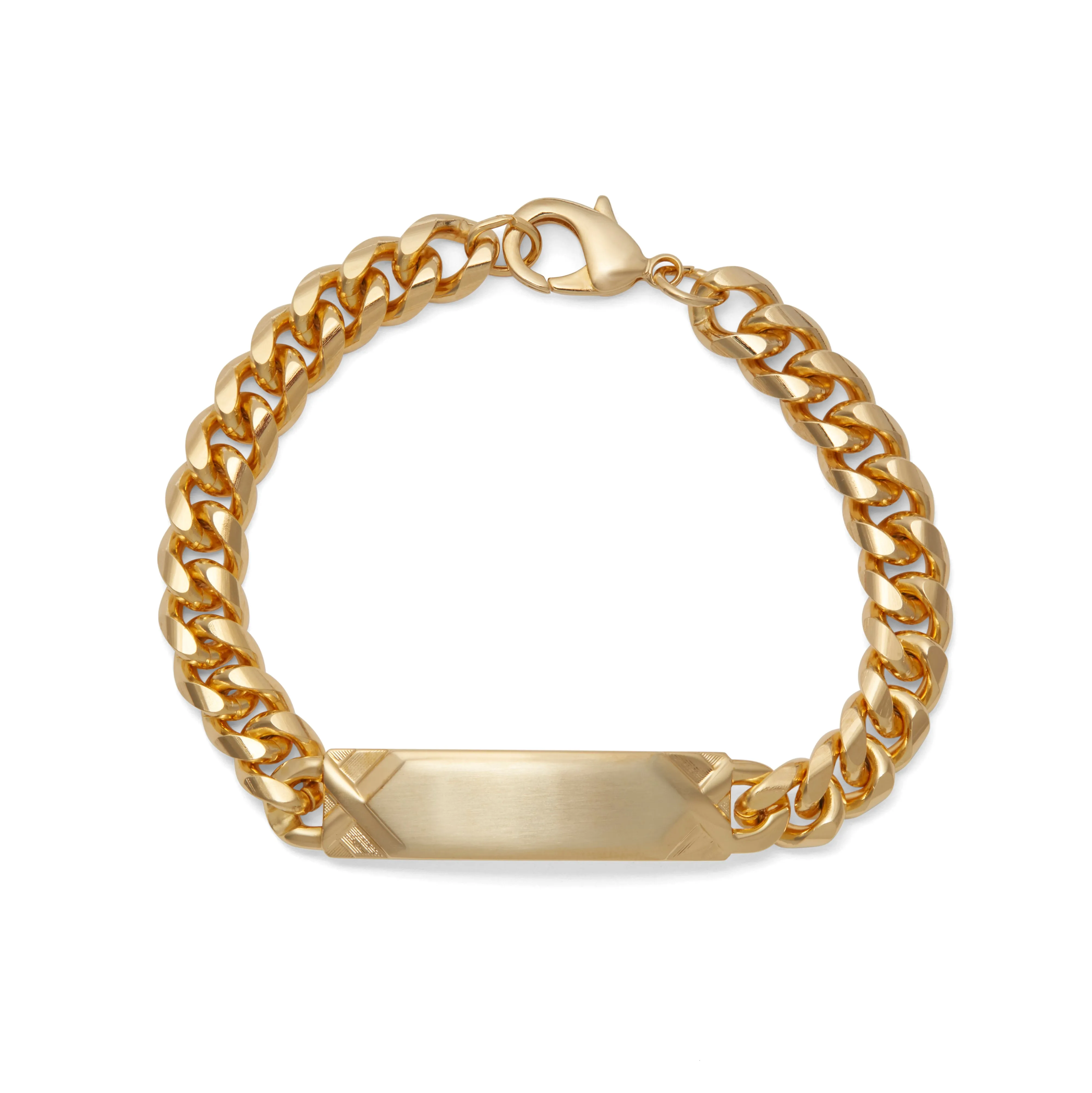 Men's ID Curb Bracelet with Pattern Dual Finish