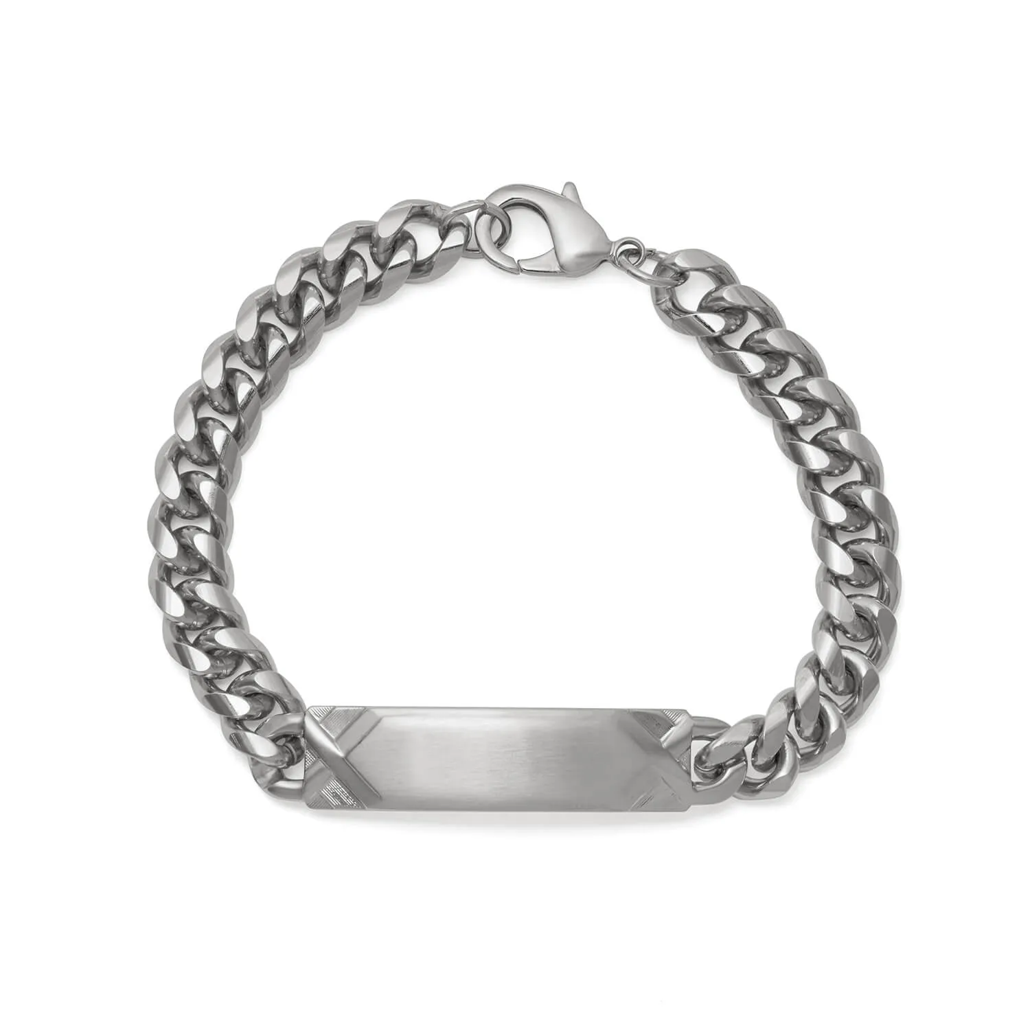 Men's ID Curb Bracelet with Pattern Dual Finish