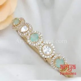 Minimalist 22 Karat Gold plated Kundan Bracelet with Colored Stones