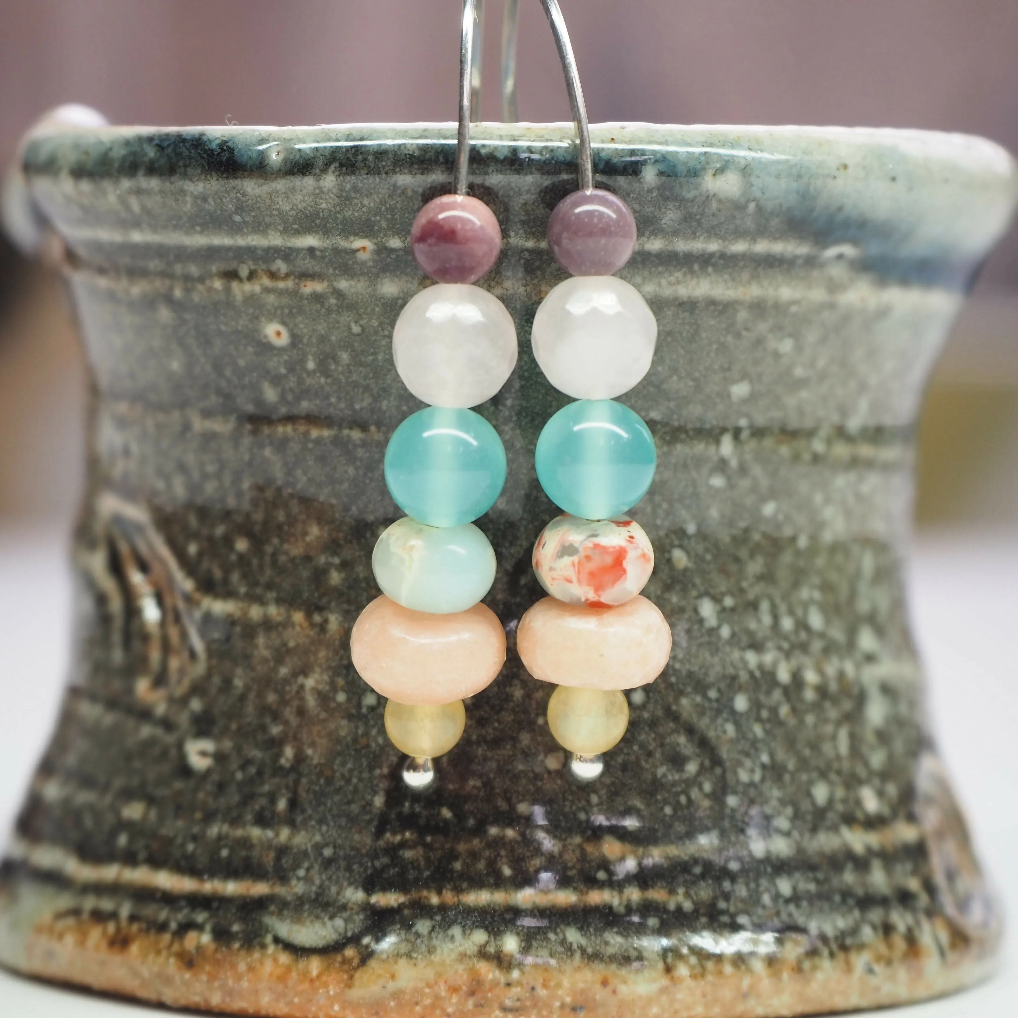 Mixed Bead Drop Earrings