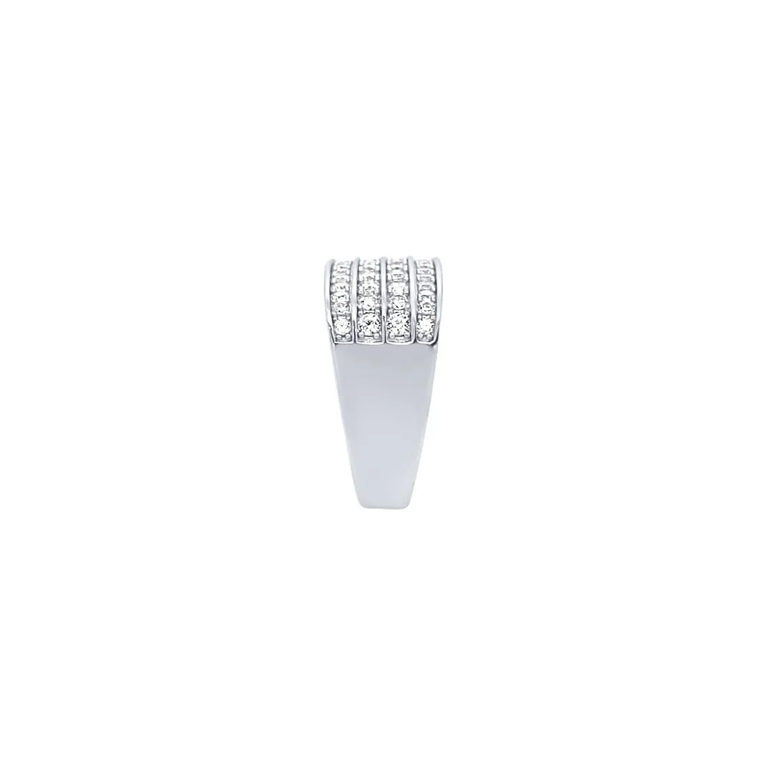 Multi Row Signet Ring with Cubic Zirconia in Sterling Silver
