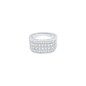 Multi Row Signet Ring with Cubic Zirconia in Sterling Silver