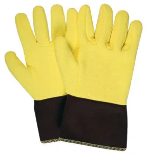 National Safety Apparel Large 12" Yellow 22 Ounce Kevlar Terrybest Terry Cloth Reversed Wool Lined Heat Resistant Gloves With FR Brown Duck Cuff