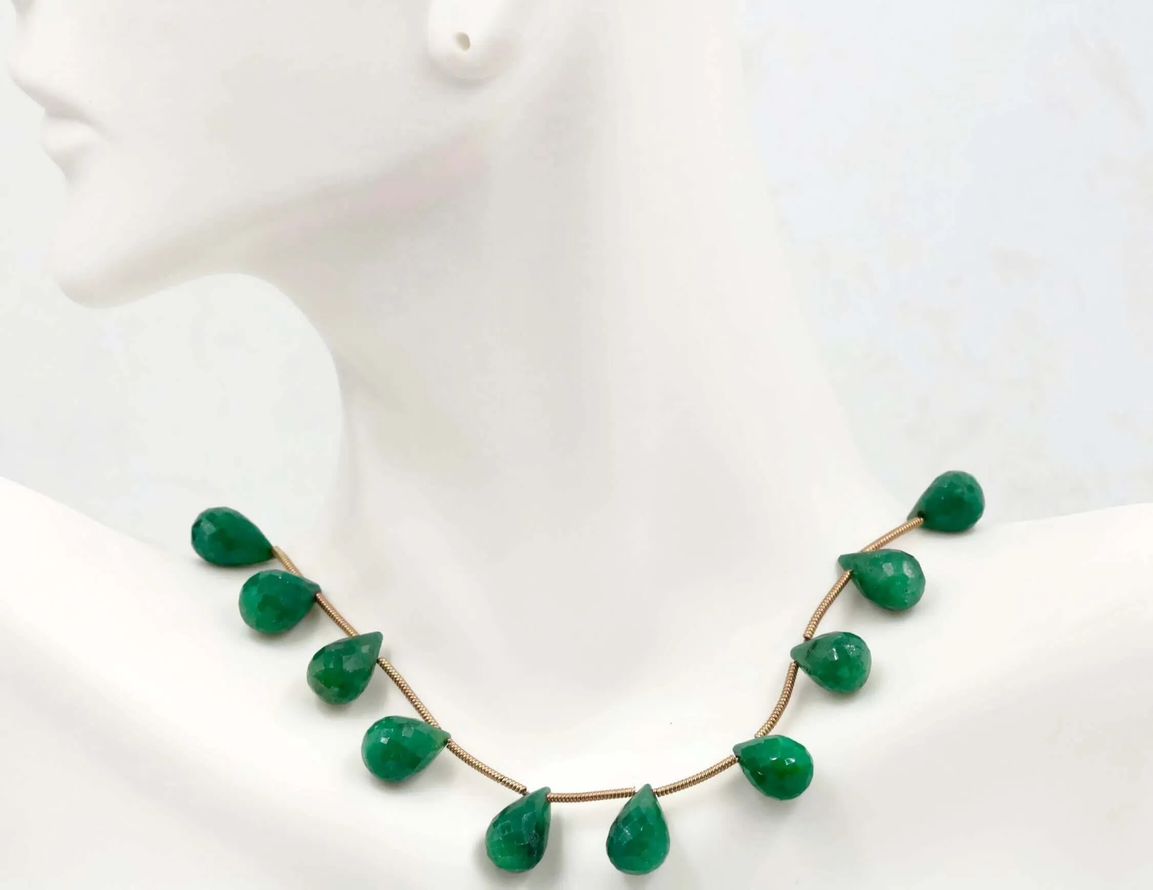 Natural Emerald Necklace Green Emerald Necklace Emerald Beads Green Gemstone beads Emerald stone beads Briolette SKU: 6143149