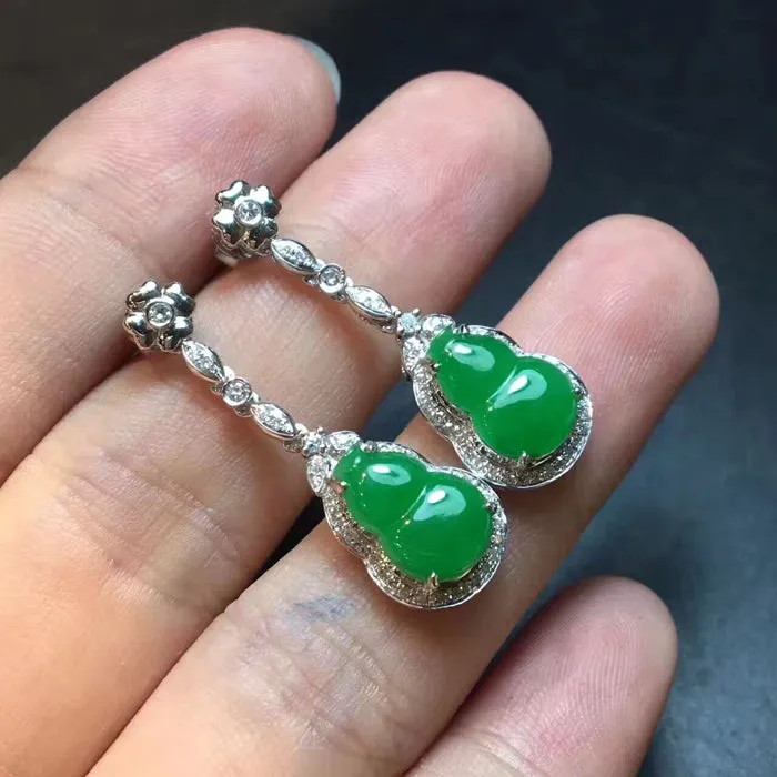 Natural Jade Earrings Jadeite Earrings NEG5