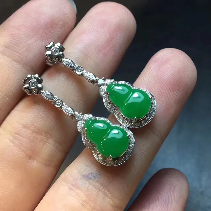 Natural Jade Earrings Jadeite Earrings NEG5