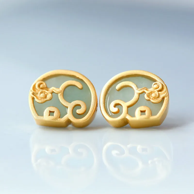 Natural Jade Earrings Jadeite Silver Earrings ZNE154